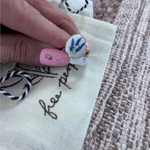 Free People Gold Ring with Blue Leaf Accent